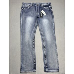True Luck Slim Fit Jeans Mens 36x32 Blue Stretch Denim Modern Wash Rodeo Cowboy